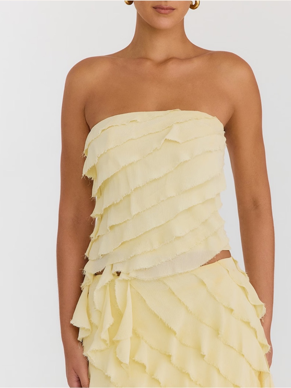 Mistress Rocks Vanilla Strapless Ruffle Top